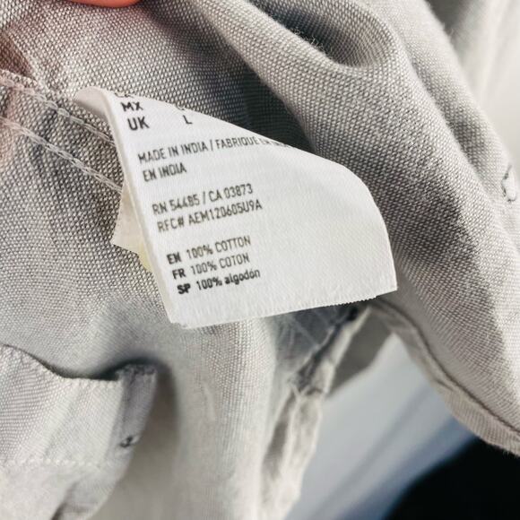 American Eagle Seriously Soft Gray Penguin Print Men's Button Front Size Large - Picture 7 of 8